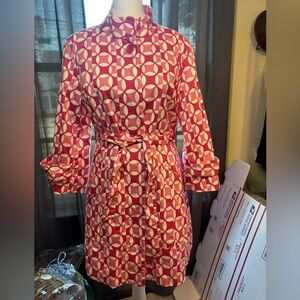 Madison Pink and White Trench Coat with Relaxed Silhouette